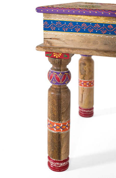 Giner Y Colomer Mesa de Centro en Madera de Mango con Detalles Pintados a Mano Giner Y Colomer Mesa de Centro en Madera de Mango con Detalles Pintados a Mano