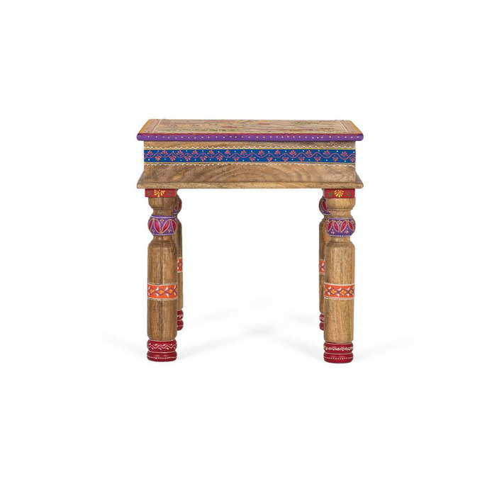 Giner Y Colomer Mesa de Centro en Madera de Mango con Detalles Pintados a Mano Giner Y Colomer Mesa de Centro en Madera de Mango con Detalles Pintados a Mano