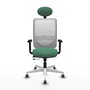 PIQUERAS Y CRESPO Silla de oficina Zulema con mecanismo Sincro/Traslack, Verde esmeralda y Blanco