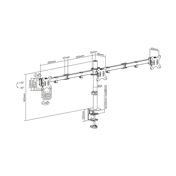 Aisens Soporte de Mesa para 3 Monitores 13-27 Pulgadas, Negro