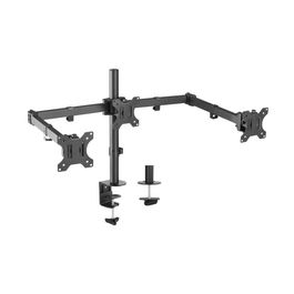 Aisens Soporte de Mesa Giratorio e Inclinable 3 Pivotes 2 Brazos para 3 Monitores de 13"-27" VESA 100x100mm Negro