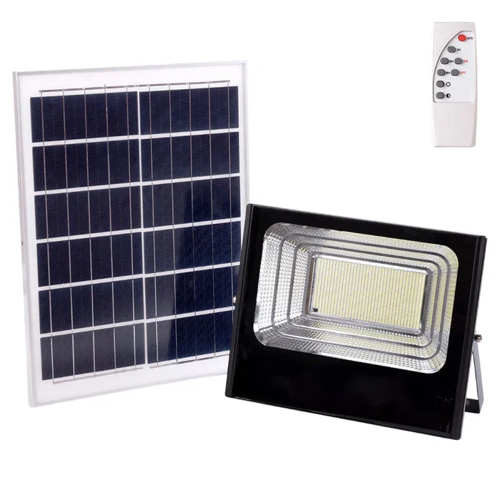 Proyector LED Solar 200W 6500K Panel 6V/20W Batería 3.2V/15000mAh Control Remoto HO-SOLARFL-200W-01 Iluminación Exterior Automática