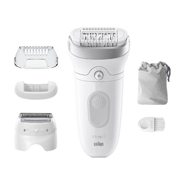 Braun Silk-épil 7 7-041 Depiladora Eléctrica MicroGrip, Recargable, Mojado y Seco, para Axila y Bikini, Gris y Blanco