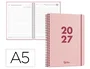 Liderpapel Agenda Oficina 2027 Espiral Basic Día Página A5 Bilingüe Rosa