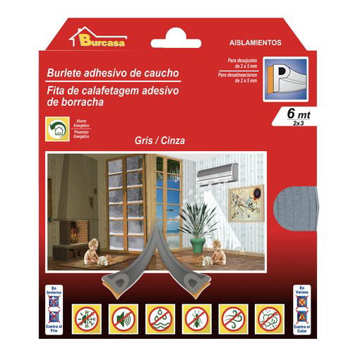 Burcasa Burlete de Caucho Gris 6m Burcasa Burlete de Caucho Gris 6m