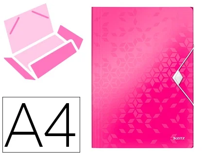 Leitz Carpeta WOW con solapas y goma elástica Fucsia Din A4