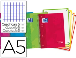 Oxford Bloc Espiral Tapa Extradura Optik Paper Microperforado DIN A5 120 Hojas Cuadros 5 mm 90g