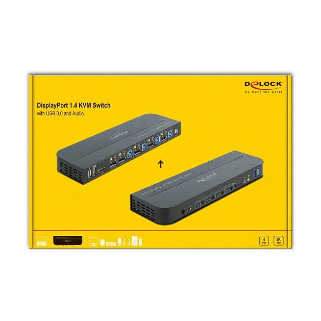 DeLOCK Conmutador KVM DisplayPort 1.4 8K 30 Hz con USB y Audio