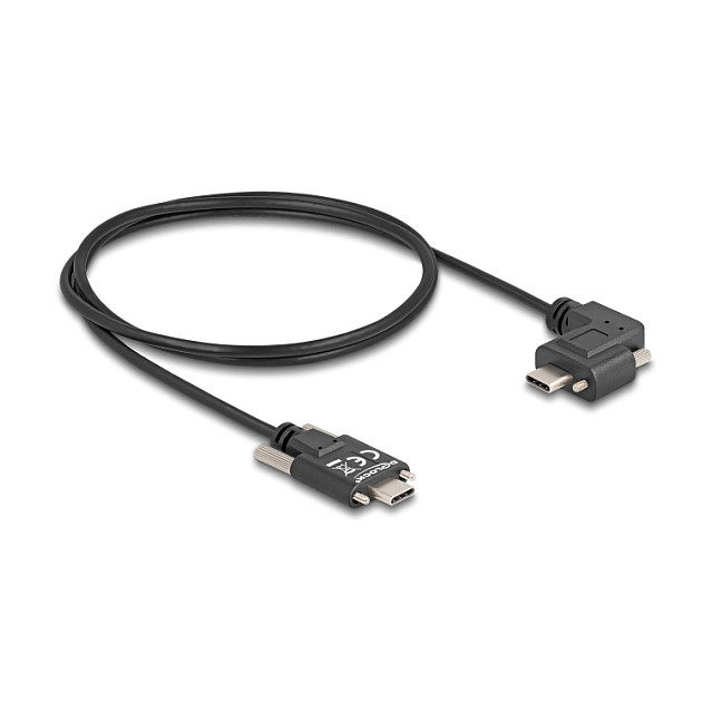 DeLOCK Cable USB 2.0 Type-C con tornillos y conector angular 60W 1m DeLOCK Cable USB 2.0 Type-C con tornillos y conector angular 60W 1m