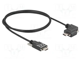 DeLOCK Cable USB 2.0 USB Type-C™ con tornillos, acodado, 1 m, Negro