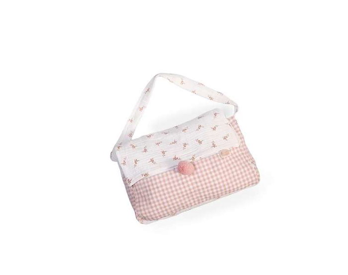 Bolso cambiador de flores y cuadro vichy 34x20x5cm