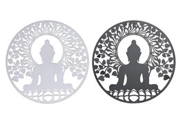 DKD Home Decor Decoración de Pared Metal Buda Surtido 2 Unidades 40x40 cm