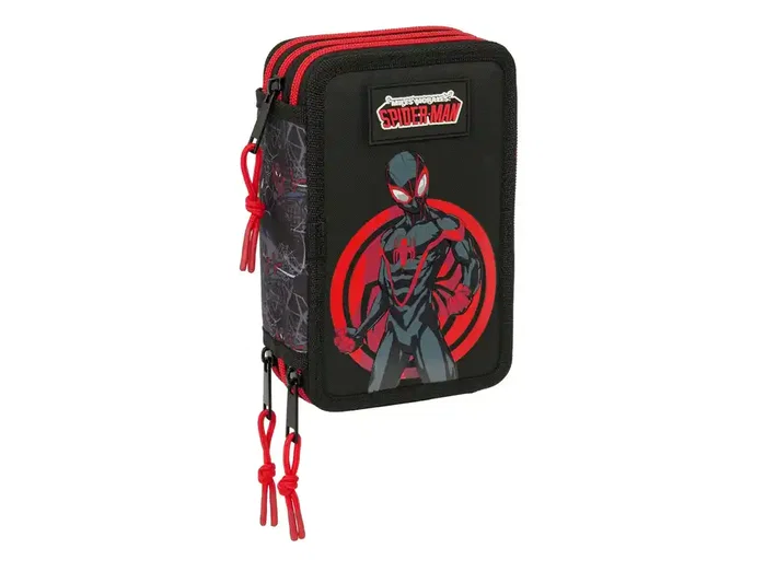 Safta Plumier Escolar Triple Cremallera, Colección Miles Morales, 37 Piezas, 195x125x55 mm Safta Plumier Escolar Triple Cremallera, Colección Miles Morales, 37 Piezas, 195x125x55 mm