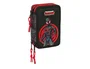 Safta Plumier Escolar Triple Cremallera, Colección Miles Morales, 37 Piezas, 195x125x55 mm