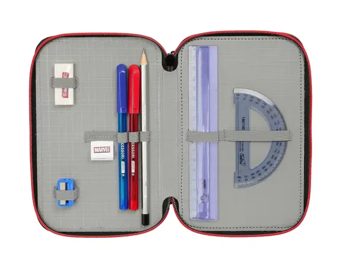 Safta Plumier Escolar Triple Cremallera, Colección Miles Morales, 37 Piezas, 195x125x55 mm Safta Plumier Escolar Triple Cremallera, Colección Miles Morales, 37 Piezas, 195x125x55 mm