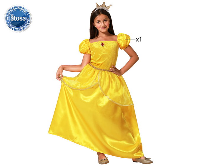 Disfraz Princesa de Cuento Amarillo Vestido Largo para Niña 3-4 Años