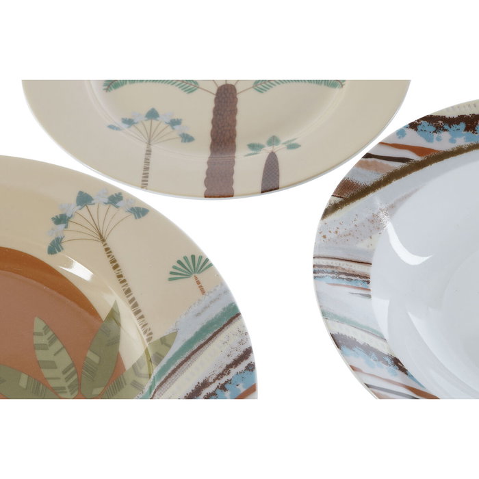 DKD Home Decor Set de Vajilla Calima de 18 piezas en Porcelana Terracota DKD Home Decor Set de Vajilla Calima de 18 piezas en Porcelana Terracota