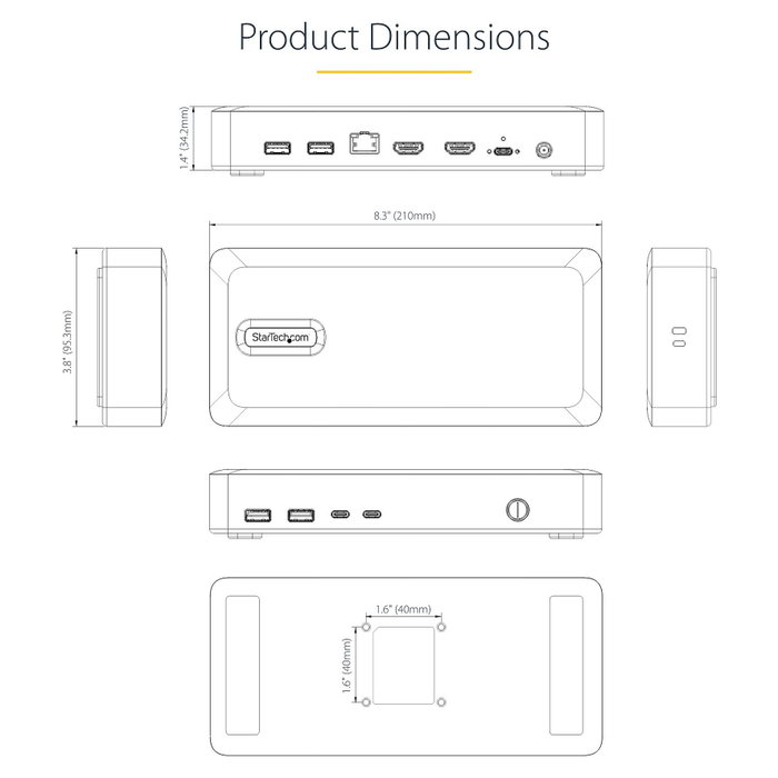 StarTech.com Docking Station USB4 40Gbps con Doble HDMI 4K y Ethernet 2,5GbE, Plata