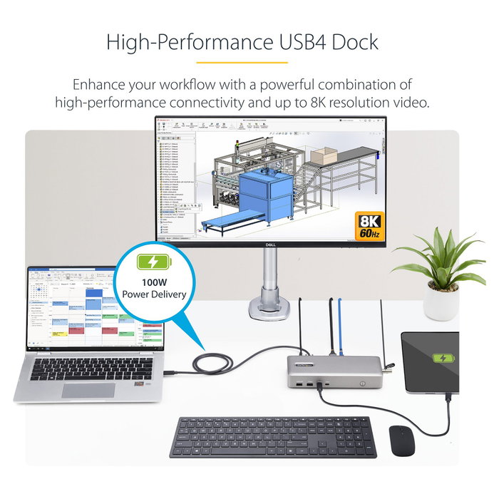 StarTech.com Docking Station USB4 40Gbps con Doble HDMI 4K y Ethernet 2,5GbE, Plata