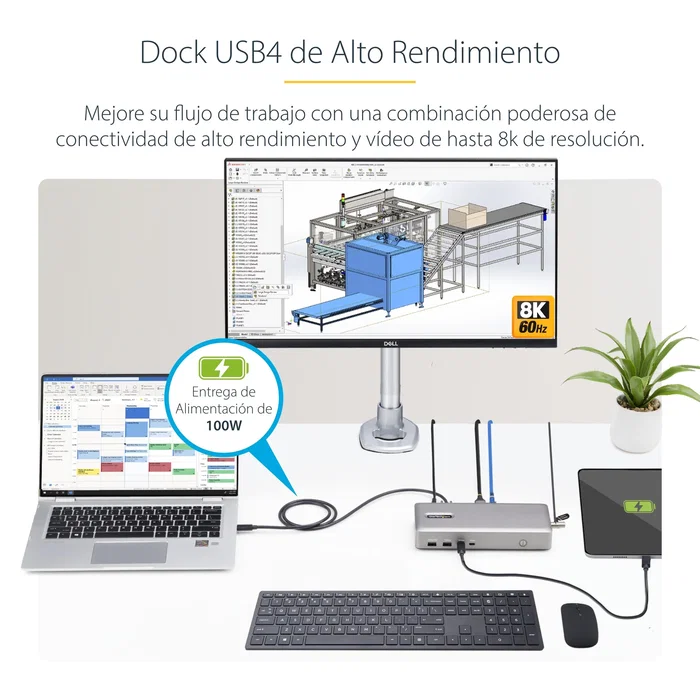 StarTech Docking Station USB4 155UE-USB4-DOCK, USB-C 40Gbps con Dual HDMI para 2 Monitores 4K 120Hz, 100W Power Delivery, Ethernet 2.5G, Hub USB 6 Puertos (10Gbps), Plata StarTech Docking Station USB4 155UE-USB4-DOCK, USB-C 40Gbps con Dual HDMI para 2 Monitores 4K 120Hz, 100W Power Delivery, Ethernet 2.5G, Hub USB 6 Puertos (10Gbps), Plata