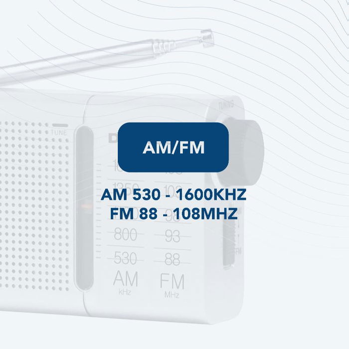 DAEWOO Radio Portátil AM/FM Plata con Altavoz Incorporado y Auriculares Incluidos