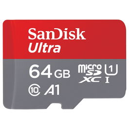 Sandisk Ultra Tarjeta MicroSDXC de 64GB, Velocidad de Lectura 140MB/s, UHS-I, Clase 10, con Adaptador