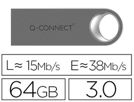 Q-connect Memoria USB Flash Premium 64 GB 3.0 Plateado