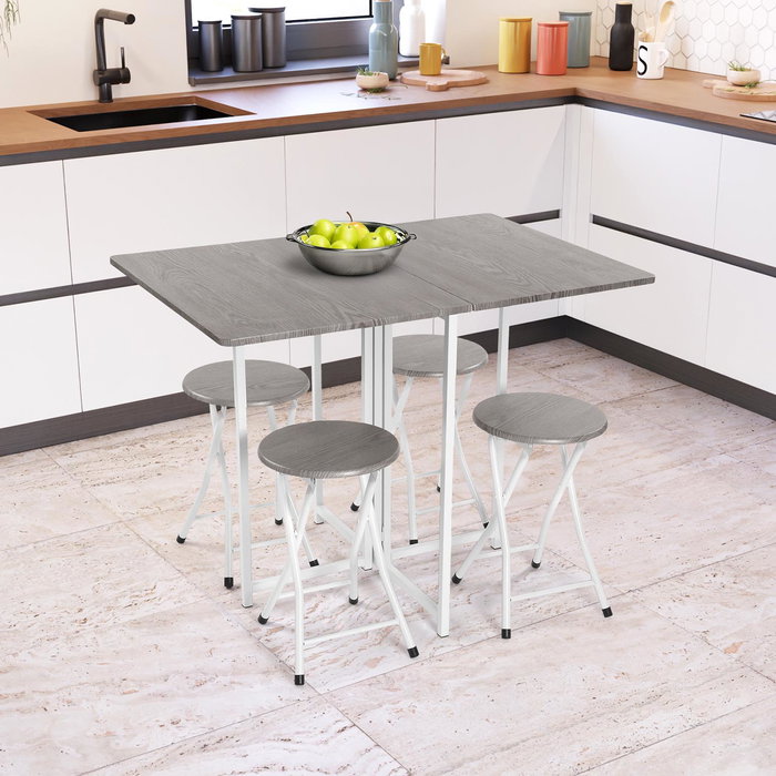 Versa Juego de Mesa Plegable con 4 Sillas, Madera, 70x75x100 cm