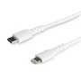 StarTech.com RUSBCLTMM1MW Cable USB-C a Lightning 1m Blanco - Certificado MFI - Reforzado con Fibra de Aramida - USB 2.0 480 Mbps - Carga y Sincronización para iPhone/iPad