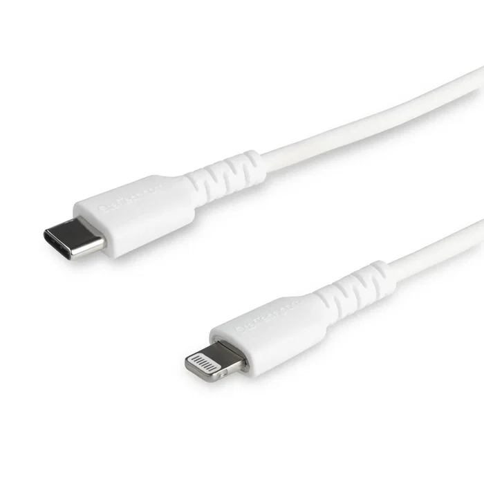 StarTech.com RUSBCLTMM1MW Cable USB-C a Lightning 1m Blanco - Certificado MFI - Reforzado con Fibra de Aramida - USB 2.0 480 Mbps - Carga y Sincronización para iPhone/iPad StarTech.com RUSBCLTMM1MW Cable USB-C a Lightning 1m Blanco - Certificado MFI - Reforzado con Fibra de Aramida - USB 2.0 480 Mbps - Carga y Sincronización para iPhone/iPad