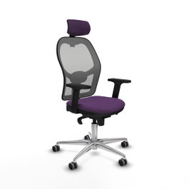 PIQUERAS Y CRESPO Silla de oficina Jorquera con mecanismo Sincro, Tela Morado y Malla Gris