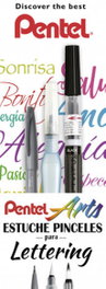 Pentel Arts Set de Lettering con 2 Pinceles y 1 Rotulador Touch Gris