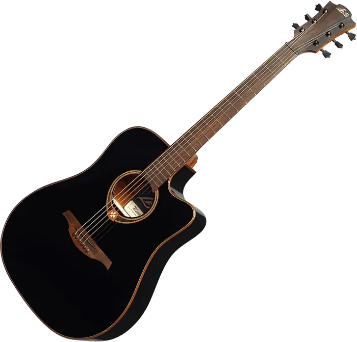 LAG Guitarra Acústica Dreadnought Cutaway Tramontane 118 A/E Electroacústica Negra Brillante