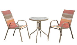 DKD Home Decor Mesa de Acero y Cristal para Terraza y Jardín, Color Verde Jade y Multicolor, Apilable, 60x60x70 cm, Sunset26