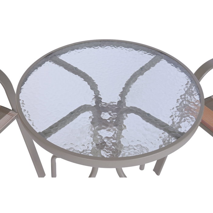 DKD Home Decor Mesa de Acero y Cristal para Terraza y Jardín, Color Verde Jade y Multicolor, Apilable, 60x60x70 cm, Sunset26