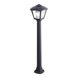 Fumagalli - Farol Baliza con Poste Modelo Giaffa/Roby, Color Negro, Cristal Transparente, Casquillo E27, IP55, Dimensiones 195x195x945 mm (Bombilla no Incluida)