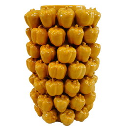 DKD Home Decor Jarrón de Gres Pimientas Amarillo