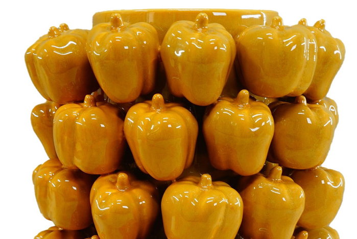 DKD Home Decor Jarrón de Gres Pimientas Amarillo
