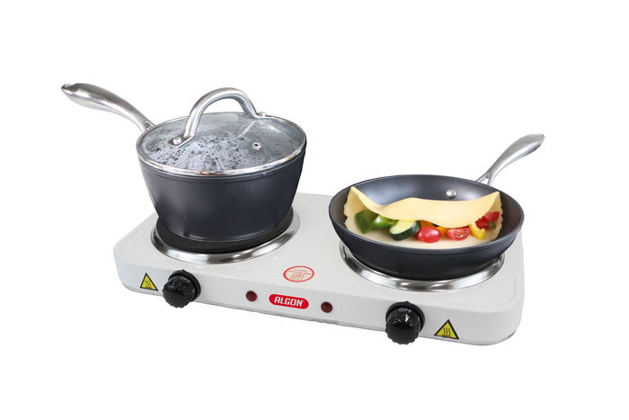 Algon Bbq Cocina Electrica 2 Placas 1000W 43.5 cm x 23.5 cm x 6 cm (2 Unidades)