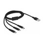 DeLOCK Cable de carga 3 en 1 USB-A a Lightning, Micro USB y USB Type-C, 1 m, Negro