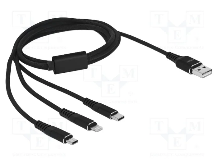 DeLOCK Cable de carga 3 en 1 USB-A a Lightning/Micro USB/USB Type-C 1 m Negro DeLOCK Cable de carga 3 en 1 USB-A a Lightning/Micro USB/USB Type-C 1 m Negro