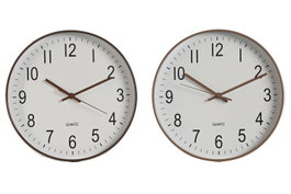 DKD Home Decor Reloj de Pared PVC Silencioso 30x30 cm (Pack de 2)