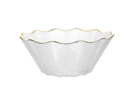 DKD Home Decor Bol Glam - Cuenco de Ensalada de Cristal Transparente y Dorado, 24.6 x 10.2 x 24.6 cm, Apto Lavavajillas (Pack de 2 Unidades)