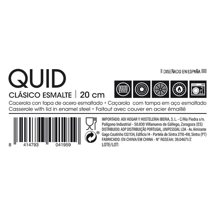 Quid Cacerola Acero Esmaltado Clasico Esmalte 20 cm - 2,8 L Marrón