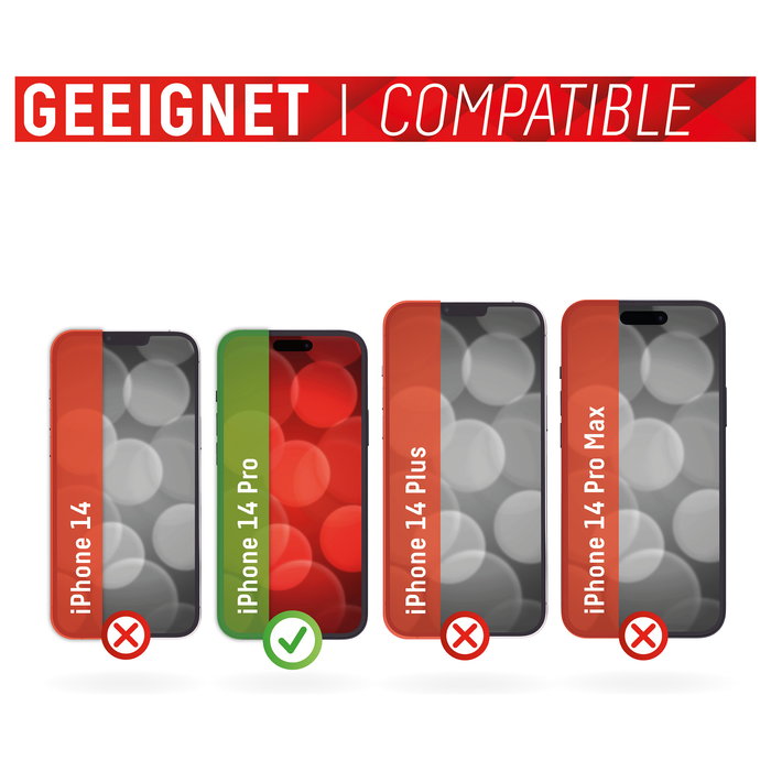 Displex 01711 Protector de Pantalla Panzerglas 10H para Apple iPhone 14 Pro 15.5 cm (6.1") - Resistente a Impactos y Rayones, Transparente, Incluye Kit de Montaje