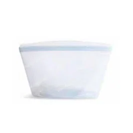 STASHER Bolsa Reutilizable Clear 950Ml - Bolsa de Silicona de Platino para Alimentos, Plegable, Apta Microondas y Lavavajillas, Base Plana, 23.50 * 14 cm