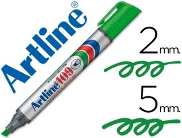 Artline Marcador Permanente 109 Verde Punta Biselada Rotulador Resistente al Agua Secado Rápido Tinta Permanente Trazo 2-5mm