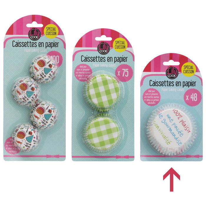 Lily Cook Juego de 48 Moldes de Papel para Hornear, Decorados Surtidos, Diámetro 9 cm