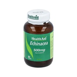 HEALTH AID Echinacea 500 mg 60 Comprimidos - Equinácea Purpurea, Apoyo al Sistema Inmune, Complemento Alimenticio para Vegetarianos y Veganos