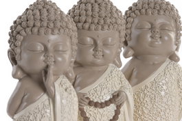 DKD Home Decor Figura Resina Buda Surtido de 3 Unidades Blanco